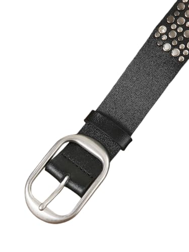 Punk Rhinestone Belt for Women Men - Y2K Studded Western Cowgirl Belt with Metal Spikes(Black/Silver/Brown) (black, 120cm)2