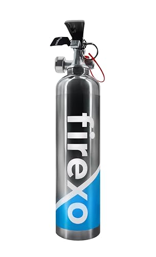 Firexo All in One Stainless Steel Fire Extinguisher 500ml Chrome - Multipurpose Extinguisher for ALL FIRES inc. Li-ion Battery Fires! - Emergency Safety Equipment for Home Car Indoor/Outdoor