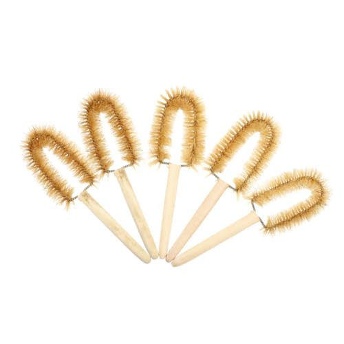 OUNONA 5pcs Laboratory Beaker Brush Laboratory Cup Test Tube Brush Cleaning Handle Bottle Cleaner Scientific Paintbrushes Pipe Cleaner Brush Measuring Beaker Brush Cup Brush Wooden