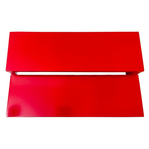 Image of Premium Wooden 2-Tier Puja Chowki in Glossy Red-Multi-level Worship Pedestal Stand for Idols,Diya,and Home Mandir(Size40x25x8 cm)Traditional Worship Platform with Storage Space (Auspicious Shubh Rang)