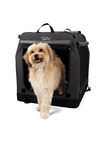 TrendPet TPX-Pro - Leichte, Faltbare Hundebox mit Aluminium Rahmen (grau, L 75 x B 55 x H 60 cm)