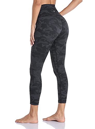 HeyNuts Hawthorn Athletic High Waisted Yoga Leggings for Women, Soft Workout Pants Compression 7/8 Leggings with Inner Pockets Camo Grey_25'' M(8/10)