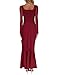 Nova In Sky Long Sleeve Fall Dress Fashion Trendy Elegant Ruched Bodycon Evening Tight Fitted Party Cocktail Long Dress Burgundy S