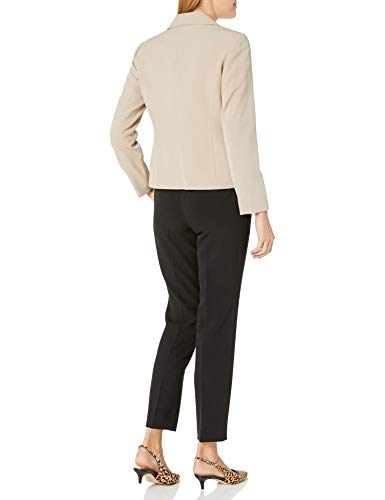 Le Suit Women's 2 Button Notch Collar Crepe Slim Pant Suit, Canvas/Black, 4 #TOP1