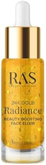 RAS Luxury Oils 24K Gold Radiance Elixir Face Serum for Glowing Skin, Skin Brightening, Reduce Wrinkles, Acne, Dark Spots, Natural & Organic