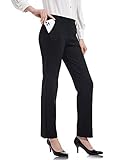 Tapata Women's 26''/28''/30''/32''/34'' Stretchy Straight Dress Pants with Pockets Tall, Petite, Regular for Office Work Business 34'', Black, Pinstripe, XL
