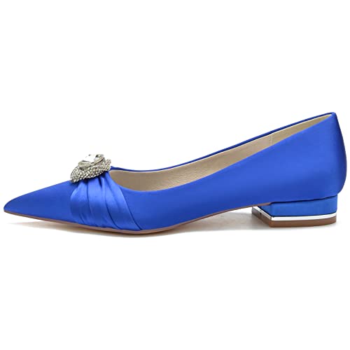 Women's Pointed Toe Wedding Shoes Flats Bridal Flats Evening Prom Party Dress Shoes 2.5Cm4