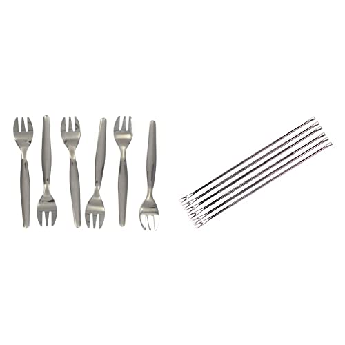 Fackelmann 32133 6 Fourchettes à Huîtres, Acier Inoxydable,17 x 8 x 2 cm & 43776 Lot de 6 fourchettes à crustacés, 6 fourchettes à crustacés, curettes pour fruits...