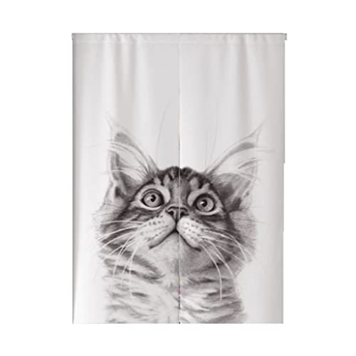 のれん 遮光 間仕切り 暖簾 おしゃれ 150cm丈 猫 にゃんこ 北欧 リネン かわいい ロング ノレン 目隠し 遮熱 アコーディオンカーテン 厚手 無地 麻混 綿麻 ドアカーテン 部屋仕切り シンプル 温泉 飲食店 お風呂 洗面所 出入り口 オーダー可