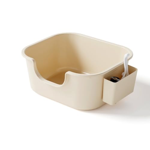 Conutoo 猫 トイレ 大型 猫用トイレ本体 スコップ付き 猫用トイレ オープントップ ペット用トイレ ポータブル サンドボックス コンテナ 防滴 深型ペットトイレ トイレ あらゆる種類の猫砂用 掃除が簡単 (ペット用ゴミ箱+収納ボックス+ゴミすくい,