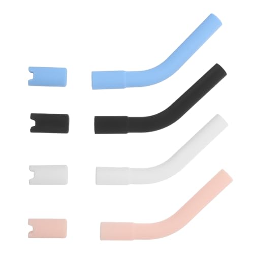 DIYEAH 4 paires d'embouts de paille en silicone de 8 mm avec supports - Rallonges et coudes flexibles réutilisables pour pailles en métal, verre et gobelets.