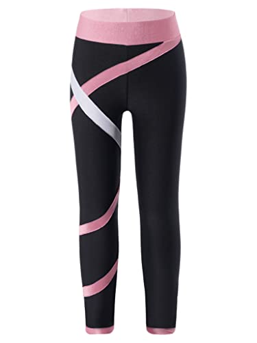 Lejafay Turnschuhe für Mädchen Lange Elastische Farbleggings Leotards für Rhythmische Gymnastik Fitness Trainingsanzug Rosa 110-116