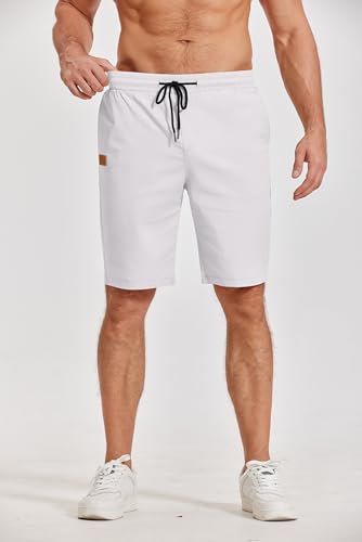 Image of COOFANDY Mens Casual Shorts Cotton Elastic Waist Drawstring Shorts Lightweight Summer Beach Shorts