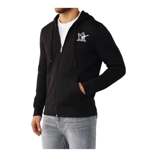Sweat à capuche zippé True Religion noir L en coton premium durable - 3