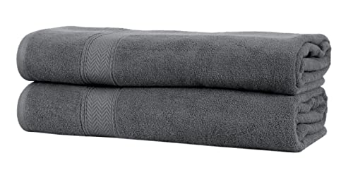 600 Gsm - 40 X 80 Inches - 100% Cotton Bath Sheets Pack Of 2 - Highly Absorbent Extra Large Bath Sheet Towels Set - Jumbo Oversized Cotton Bath Sheets Towels - Super Soft Hotel Quality Towel (Grey) #TOP1