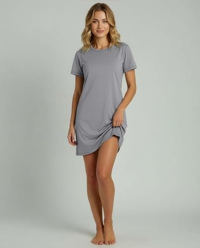 Image of Real Essentials 3 Pack: Women's Cotton Short Sleeve Nightgown Nightshirt Sleepshirt Ladies Sleepwear (Available in Plus Size)