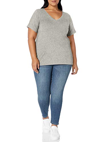 Image of Amazon Essentials Women's Plus Size Short-Sleeve V-Neck T-Shirt