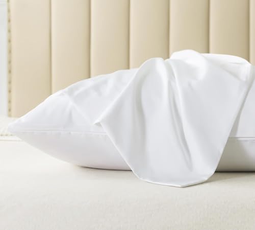 WhatsBedding Standard Size Pillowcases Set of 2, Soft & Breathable Pillow Covers for Bed, Cotton Pillow Case with Envelope Closure, White, 20x26