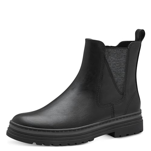 MARCO TOZZI Damen Chelsea Boots Flach mit Reißverschluss, Schwarz (Black), 39 EU