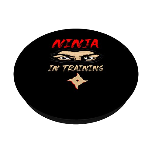 Ninja In Training Japanese Mercenary Shinobi Kunai Shuriken PopSockets Swappable PopGrip, Black - Image 2