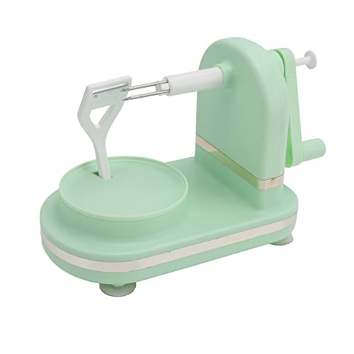 Pelador Manual de Manzanas,pelador de Peras de manivela rotativa, rebanador y descorazonador con Base de succión Antideslizante y Cuchilla de Acero Inoxidable para Cortar Manzanas (Verde Claro)