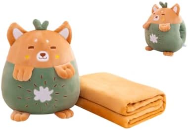 YUDONG 15" Kids Stuffed Animals Travel Blanket and Pillow Set,Cute Dog Plush Pillow with Hand Warmer Design,Perfect for Travel, Camping, Home and Office. image 5