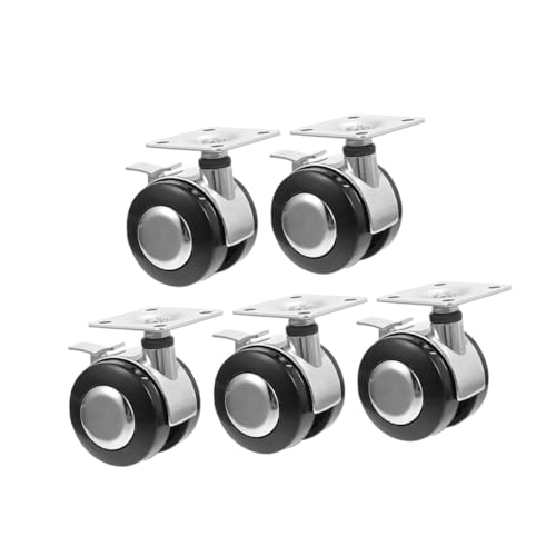 KESYOO 5個 オフィスチェア用万向ブレーキ付きキャスター 耐荷重強化 静音家具用ローラー ル カーペット対応交換用ホイール