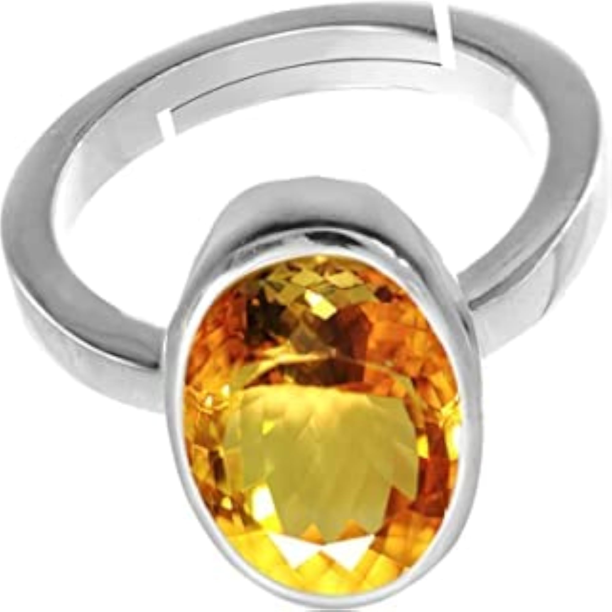 7.25 Ratti Citrine Silver Adjustable Ring, Certified