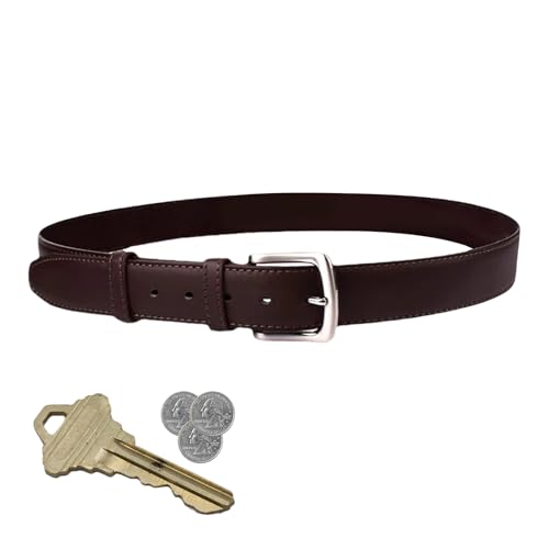 Cinturón de dinero – Cinturón de cuero de viaje | Seguridad antirrobo con cremallera de viaje para seguridad y conducción, Marrón, 125cm, Unisex