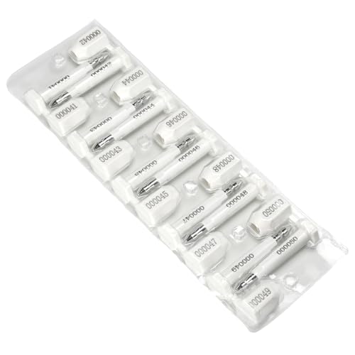 LeadSeals 50PCS Long Bolt High Security Shipping Container Seals with Print Progressive Numbering Tamper Proof Seals for Cargo Containers, Trucks, Trailers ISO 17712 Certified (White)