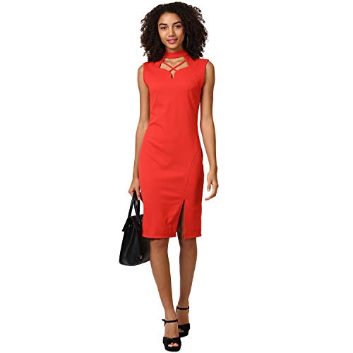 Image of Harpa Choker Neck Solid Dress