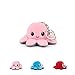 Oktopus Schlüsselanhänger Plüsch, Mini Wenden Oktopus Plüschtier Schlüsselanhänger, Weiche Kuscheltier Schlüsselanling Stofftierpuppen Krake, Stimmung Octopus für Junge Mädchen Geschenk(Rosa+Grau)