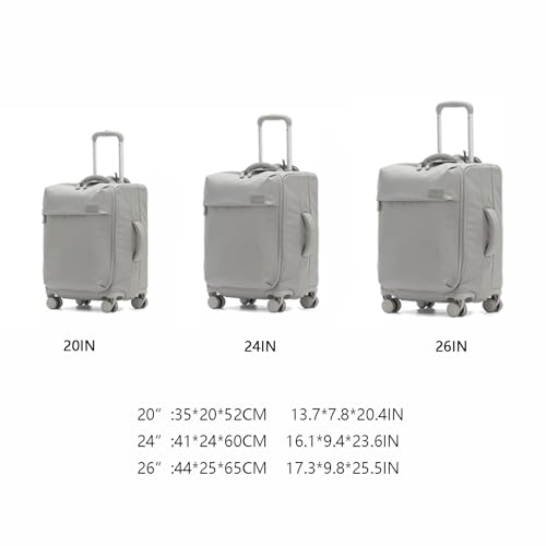 Suitcase Ultralight Oxford Cloth Suitcase Lightweight Large Capacity Suitcase Universal Wheel Waterproof Suitcase(Gray,24IN)2