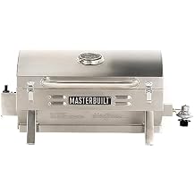 Masterbuilt Portable Propane Gas Grill with Folding Legs, Chrome-Coated Warming Rack and 288 Cooking Square Inches in Stainless Steel, Model MB20030819