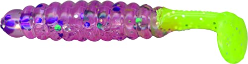 Slider Crappie Panfish Grub, 18, 1.5in, Cotton Candy/Chartreuse, CSGF368