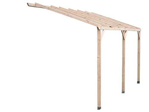 Carport Mural Pergola Adossable Autoclavé Sans Couverture Surface, 15m2