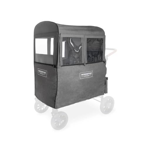 Image of WONDERFOLD Stroller Wagon Wind Cover Made of Premium Breathable Cationic Fabric with Hook-and-Loop Window Openings for Easy Access and Zipper Storage Pocket Access (Fits Only W4 Elite/Luxe)