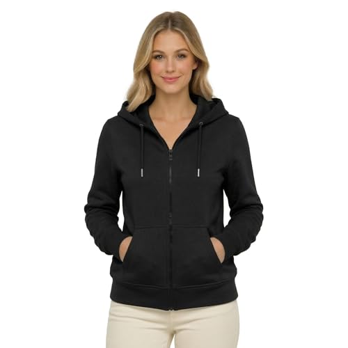Image of HOODLIFE Women's Zip-Up Hoodie Sweatshirt - Soft Cotton Fleece Jacket with Hood, Full Zipper, Kangaroo Pocket, Casual Winter Hoodie for Women