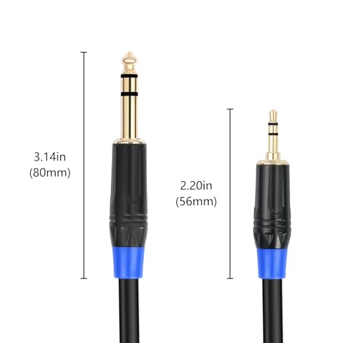 Cable estéreo TRS 3.5mm a 6.35mm, 2 piezas, 6.6 pies miniatura 2