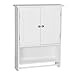 eSituro Armario Suspendido Mueble Colgante Armario de Ducha Armario de Pared con Toallero y Estante de Medicamentos Armario de Baño de Madera, Blanco 43x65x14,5cm SBP0016