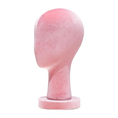 Generic Mannequin Head Velvet Wig Stand Hat Display Stand Manikin Head for Store Beauty Salon, Pink, Height 33cm