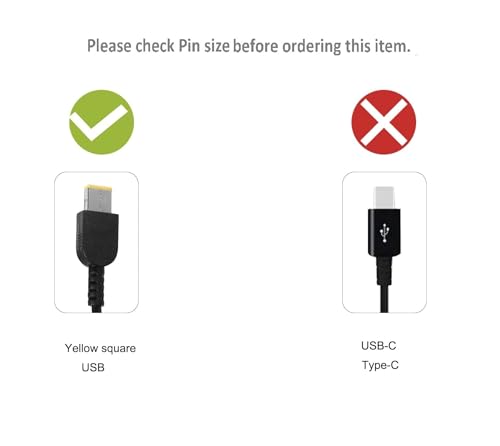 Image of 65W USB Pin Laptop Charger for IBM Lenovo THINKPAD T470S Series 20V 3.25A Laptop Adapter with Power Cord Cable