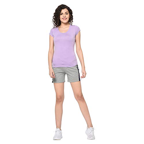 Image of Grey Women Solid Knitted Regular Fit Regular Shorts