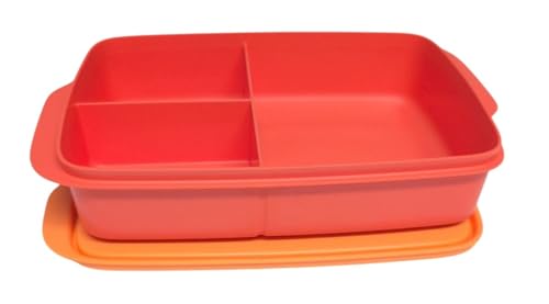 Tupperware to Go Lunch Box Clever Break 1000 ml with Divider Eco+ School Lunch Box with Compartment (Two Orange XL 1000 ml)