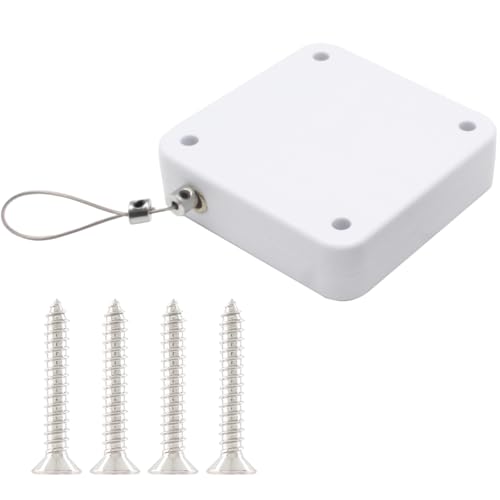 vibedor 1 Pack Automatic Door Closer, Punch-Free Sliding Door Closer Steel Pull Cord Multifunctional Drawstring Auto Closers for Bathroom, Bedroom, Residential(White, 1000N)