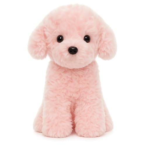 WEIGEDU Caniche rose en peluche – Bichon frisé maltais en peluche pour filles, enfants, bébés, anniversaire, Pâques, Noël – 32 cm