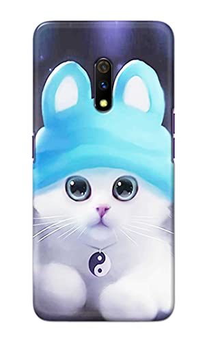 Image of Chinese Cutie Kitten Cat Big Eyes Lovely Girl Ears Hard Back Case Cover for Realme X /Oppo K3, RMX1901 Back Cover -(J5) VNS2221