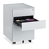 Relaxdays, grau Büro Rollcontainer, 3 Schubladen, abschließbar, Stiftablage, 360° drehbare Rollen, Stahl, HBT 60x39x52cm