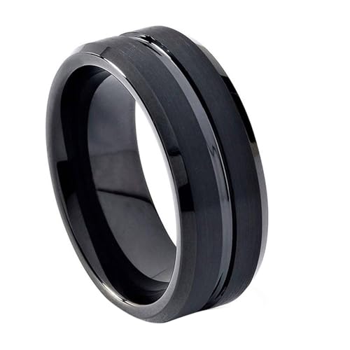 Bague de fiançailles tungstène noir homme alliance promesse éternelle