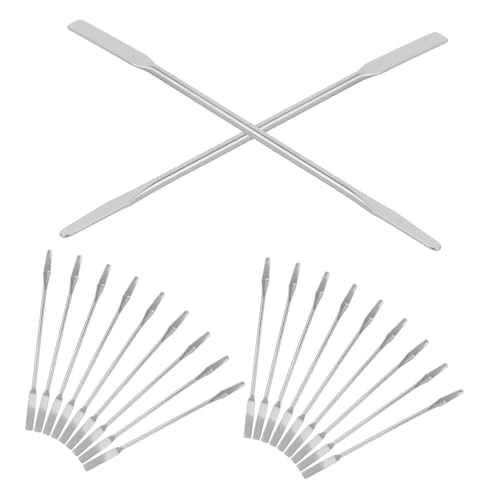 EPIGEIST 20 Stück Make Up Farbstifte Make Up Spatel Schönheitsspatel Pigmentmischstab Foundation Applikator Silber Edelstahl